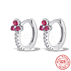 Anti-Tarnish Rhodium Plated Platinum 925 Sterling Silver Micro Pave Cubic Zirconia Hoop Earrings JU6681-5-1