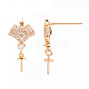 Brass Micro Pave Clear Cubic Zirconia Earring Findings KK-T062-209G-NF-1