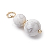 3Pcs 3 Styles Natural Quartz Crystal & Selenite & Howlite Round Beaded Pendants PALLOY-JF04701-06-4