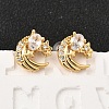 Brass Micro Pave Clear Cubic Zirconia Moon Stud Earrings EJEW-C158-10G-1