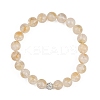 Natural Citrine Round Beads Stretch Bracelets BJEW-JB12388-2