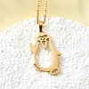 304 Stainless Steel Laser Cut Penguin Pendant Necklaces for Women Men NJEW-Q032-01D-G-1