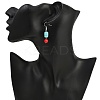 Brass Synthetic Turquoise Dangle Earrings EJEW-JE06589-01-3