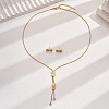 Elegant 201 Stainless Steel Number 8 Stud Earrings & Lariat Necklaces Set for Women KH5479-1