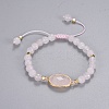 Natural Rose Quartz Braided Bead Bracelets BJEW-JB04210-01-1