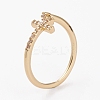 Brass Micro Pave Clear Cubic Zirconia Cuff Rings RJEW-C101-07G-1