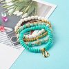 Shell Shape Cubic Zirconia Charm Stretch Bracelets Set for Teen Girl Women BJEW-JB06850-04-6