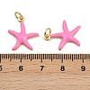 Brass Enamel Starfish Pendants KK-I377-03G-A-4