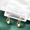 304 Stainless Steel Plastic Imitation Pearl Round Stud Earrings EJEW-M105-08G-1