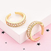 Brass Micro Pave Clear Cubic Zirconia Cuff Rings for Women KK-T074-16G-1