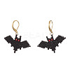 Halloween Theme Bat Handmade Glass Seed Beads Leverback Earrings EJEW-MZ00475-2