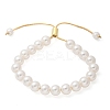 Shell Pearl Beaded Slider Bracelet with Brass Snake Chain BJEW-B066-01B-02-7