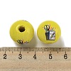 Printed Wood European Beads WOOD-L020-D07-3
