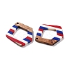 Independence Day Opaque Striped Resin & Walnut Wood Pendants RESI-U010-02I-2