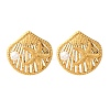 Shell Shape with Starfish 304 Stainless Steel Plastic Imitation Pearl Stud Earrings EJEW-Z109-04G-4