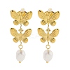 304 Stainless Steel ABS Pearl Earrings EJEW-S226-16G-2
