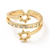 Clear Cubic Zirconia Star of David Cuff Ring RJEW-M142-03G-2