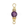 5Pcs 5 Styles Natural Green Aventurine & Rose Quartz & Amethyst & Dyed White Jade & Citrine Round Connector Charms PALLOY-JF04362-3