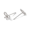 Anti-Tarnish Rhodium Plated Rope Bowknot 999 Fine Silver Stud Earrings for Women LS-EJEW-S215-14P-3