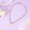 Alloy & Acrylic Butterfly Pendant Beaded Necklaces for Women FS-WG0EB84-04-1