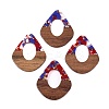 Transparent Resin and Walnut Wood Pendants RESI-T057-07F-1