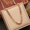 8MM 201 Stainless Steel Enamel Cuban Link Chain Necklaces NJEW-H085-02G-2