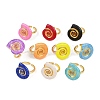 Brass Enamel Adjustable Cuff Rings for Women RJEW-G357-01F-4