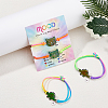 4Pcs 4 Style Cat & Dinosaur Alloy Link Bracelets Set with Rubber BJEW-FI0001-55-5