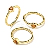 Heart Natural Tiger Eye Adjustable Rings RJEW-Q818-02G-02-1