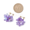 Flower Brass Resin Dangle Stud Earrings EJEW-TA00778-01-3