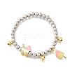 Brass Enamel Round Beads Charm Bracelets for Women BJEW-D317-11A-PG-4