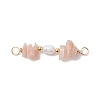 Natural Sunstone Chip & Natural Cultured Freshwater Pearl Rice Beaded Connector Charms PALLOY-JF03707-02-1