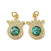 Brass Micro Pave Cubic Zirconia with Synthetic Opal Pendants KK-D096-01B-G-1