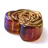 Metal Enlaced Heart Rose Opaque Acrylic Bead X-OACR-Q190-01E-2