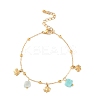 Summer Beach Nuggets Natural Amazonite & Ion Plating(IP) 304 Stainless Steel Charm Bracelets for Women Men BJEW-P326-05F-G-2