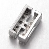 Platinum Plated Brass Micro Pave Cubic Zirconia Letter Slide Charms LS-X-ZIRC-E015-04H-2