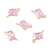 Brass Pave Cubic Zirconia Rectangle Connector Charms KK-P347-05G-01-1