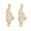 Brass Micro Pave Cubic Zirconia Map of Honduras Connector Charms KK-B161-09G-1
