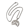 Bat 201 Stainless Steel Hollow Crescent Moon Bat Pendant Necklaces for Women NJEW-M105-05P-2