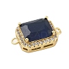 Rack Plating Brass Micro Pave Clear Cubic Zirconia Rectangle Connector Charms KK-A234-028G-02-2