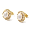 Oval ABS Imitation Pearl Studs Earrings EJEW-K289-09G-2