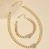 Heart Alloy Rhinestone Pendant Necklaces & Link Chain Bracelets WG19AD8-01-1