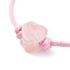 Natural Rose Quartz Heart Braided Cord Bracelet BJEW-JB07685-02-4