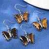 Natural Tiger Eye Brass Dangle Earrings EJEW-M081-01P-03-1