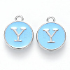 Platinum Plated Alloy Enamel Charms ENAM-S118-04Y-P-1
