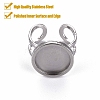 Tarnish Resistant 201 Stainless Steel Cuff Ring Findings STAS-S080-040C-P-2