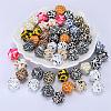 Colorful Pattern Printed Silicone Focal Beads SI-JX0022A-01-5