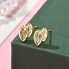 Double Horse Eye Brass Micro Pave Clear Cubic Zirconin Stud Earrings EJEW-D318-06G-3