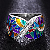 Ethnic Style Brass Micro Pave Cubic Zirconia and Enamel Finger Rings FS-WG810B2-05-1