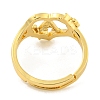 Heart with Letter & Flower Rack Plating Brass Adjustable Rings for Women RJEW-I105-05G-A-3